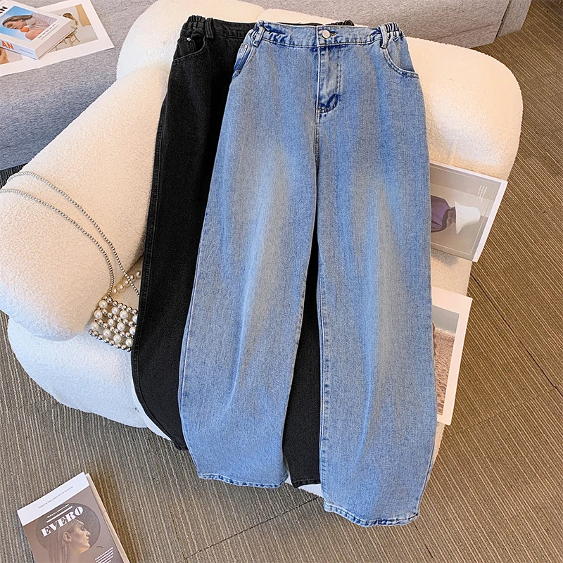 

Plus-Size Women's Autumn Jeans Solid Color Casual Long Pants 2025 New Style Women's Clothing Daily Jeans Work Wear Large Size