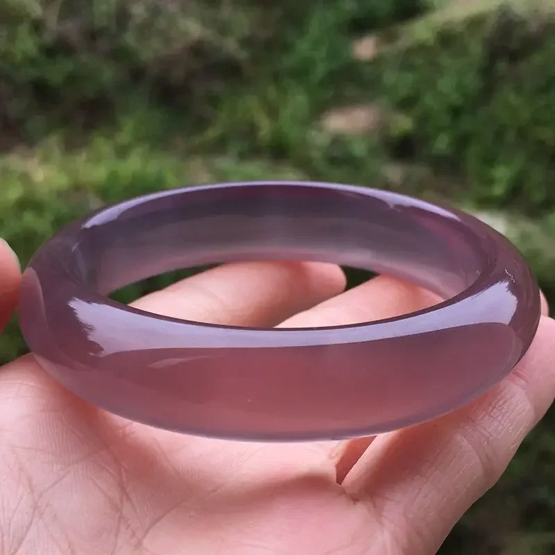 

Jia Le/ Natural Imperial Purple Agate Bangle Accessories Women Fine Jewelry Banquet Party Flat Bar Bracelet Family Friends Gift