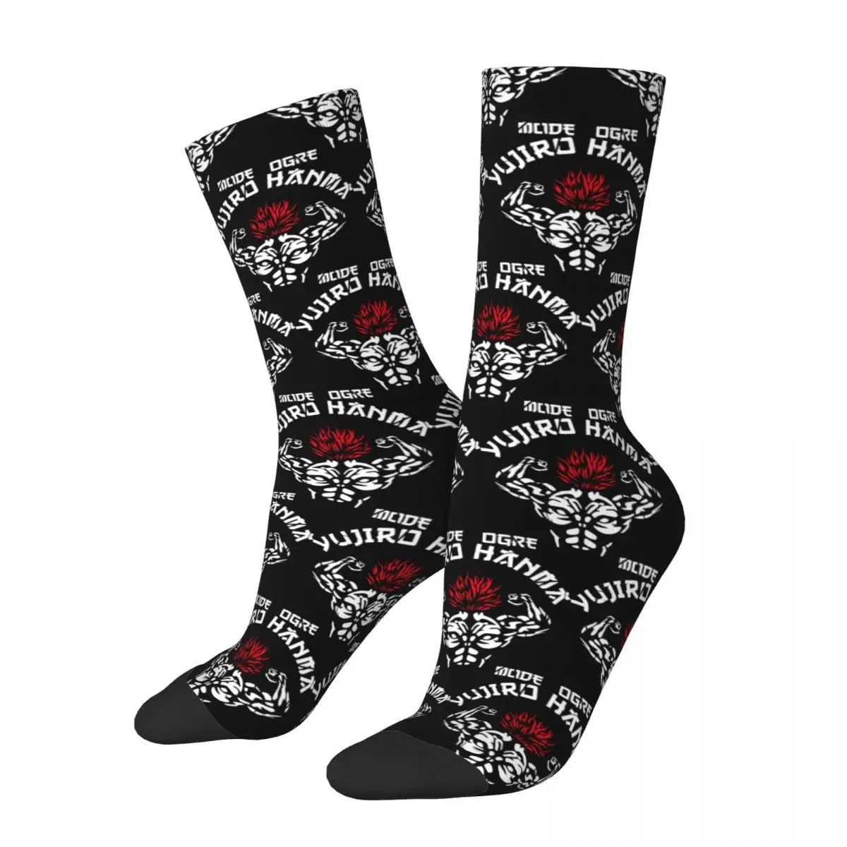 Funny Happy Men's compression Socks Amazing Retro Harajuku Baki Hanma Hip Hop Novelty Casual Crew Crazy Sock Gift Printed