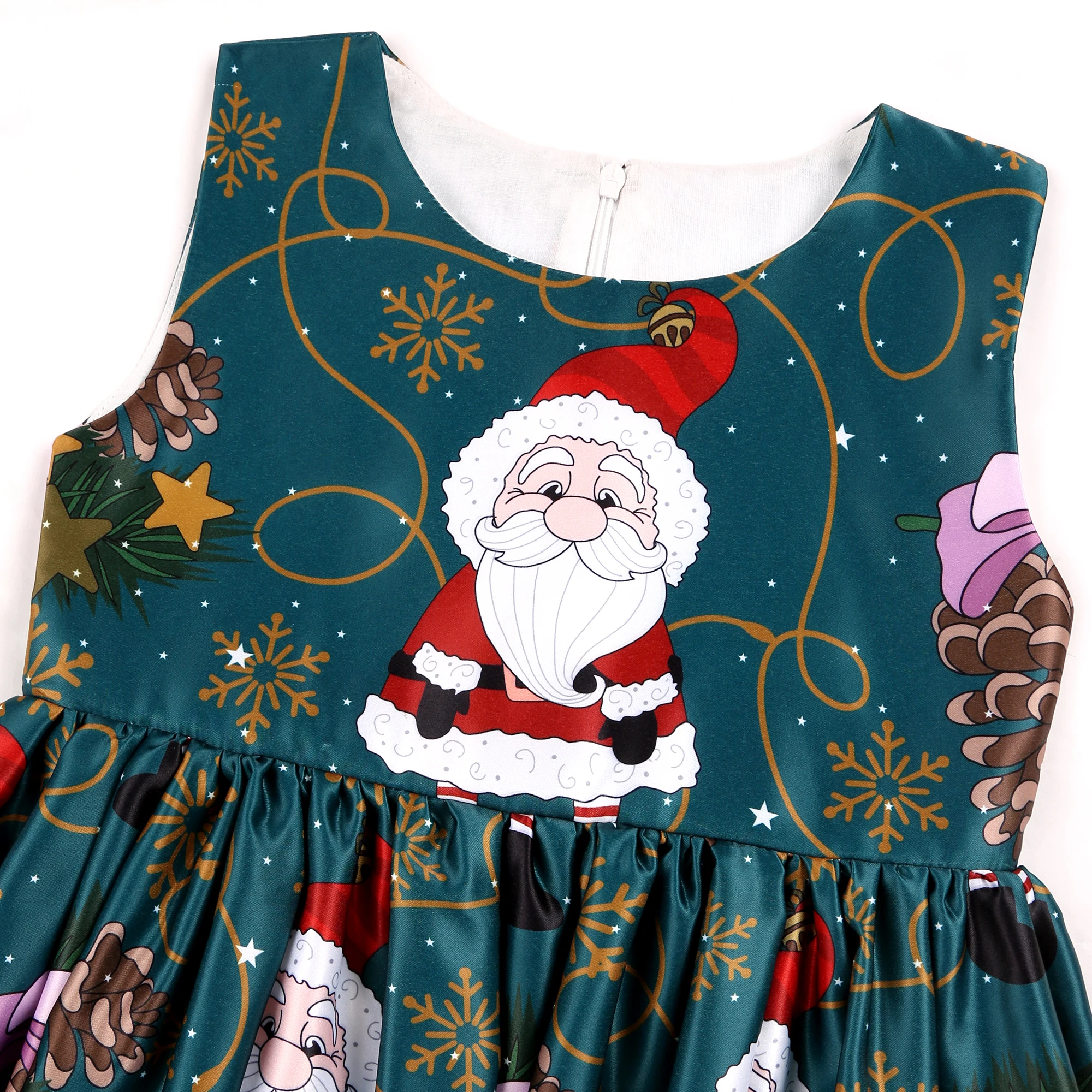 2026 Neues Mädchenkleid Weihnachtsmann Schneekleid Cartoon-Print Prinzessinnenkleid Weihnachtskostüm Ins – Detail 17