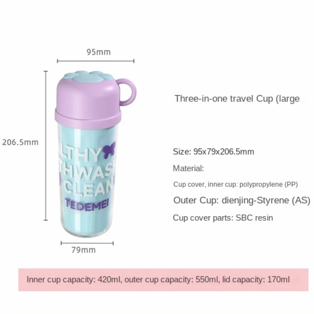 Portable 3 in1 Toothpaste Storage Cup Plastic Capsule Box Toothbrush Holder INS Dustproof Toothbrush Storage Box Kids