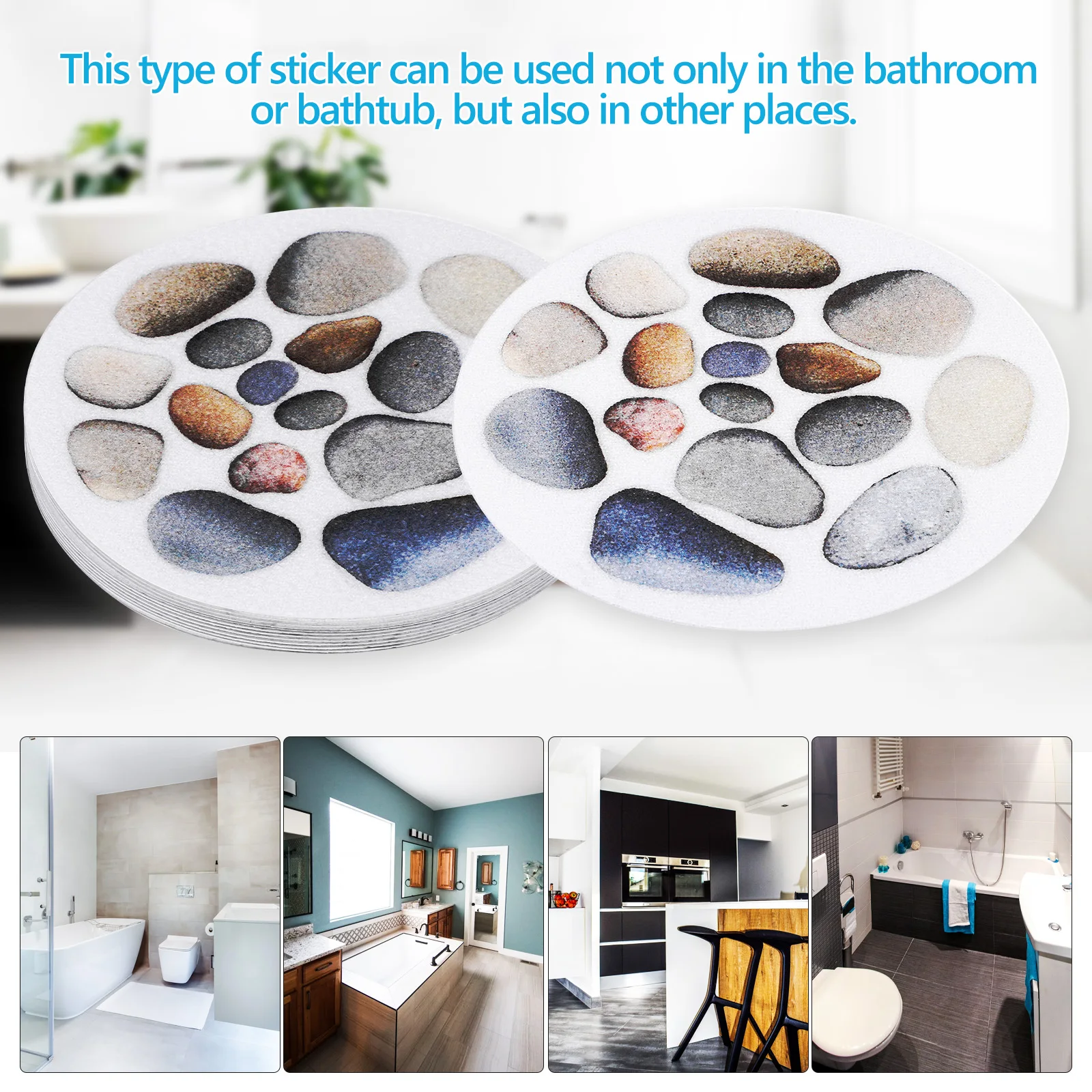 

Colorful 12Pcs Non Slip Bathtub Stickers Stone Shape Adhesive Decals For Bathroom Shower Floor Grip