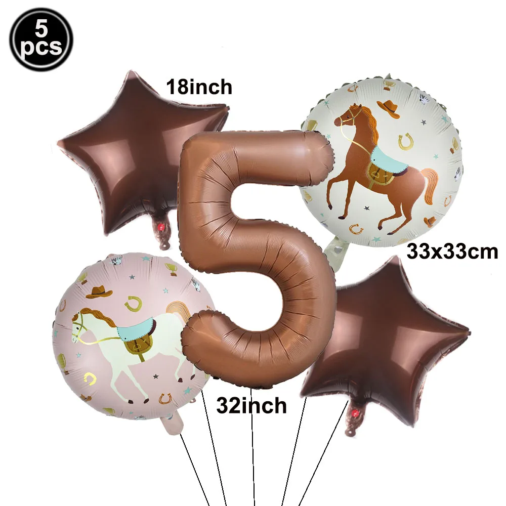 1 Set Horse Foil Balloon Horse Round Balloon 32inch Number Balloon Set Racing Horse Themed Birthday Baby Shower Party Decor