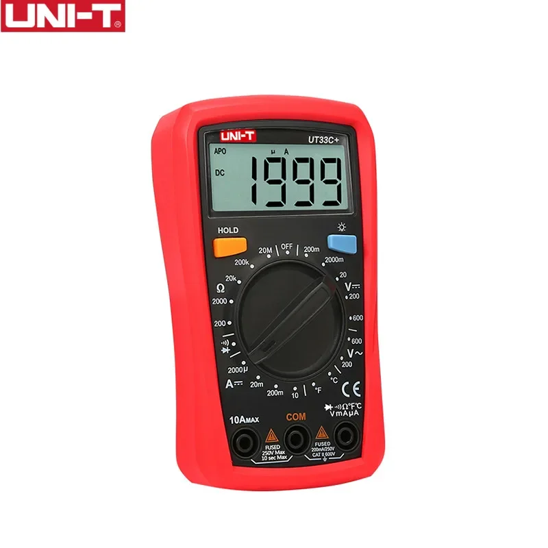 

UNI-T UT33C+ Digital Multimeter Manual Range Palm Size AC DC Voltmeter Ammeter Resistance Capatitance Tester