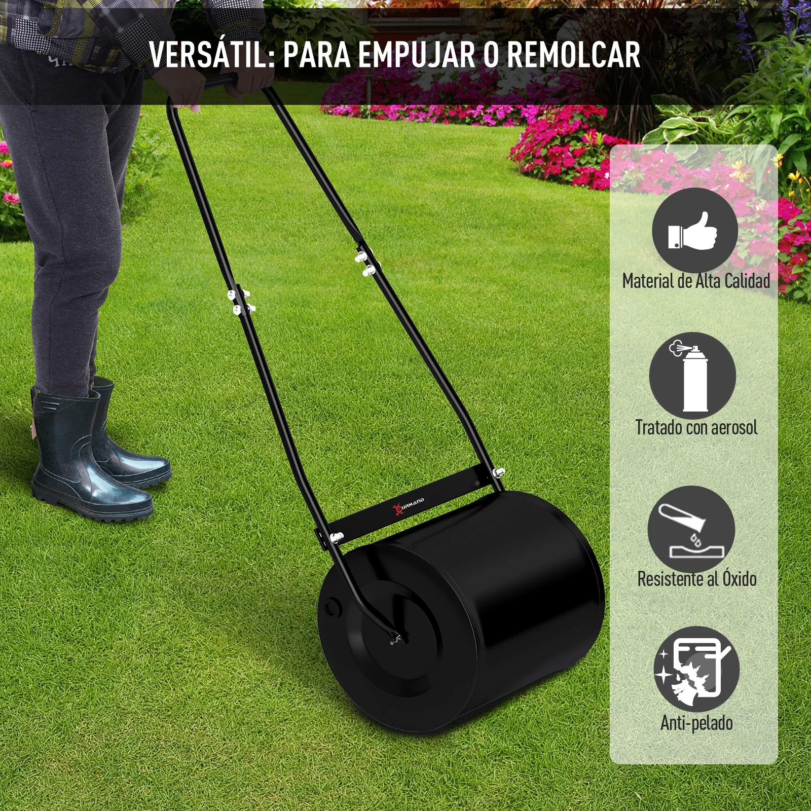 Bild 4: Durhand Metall-Gartenwalze 50X32X108 cm - Durhand. Schwarz