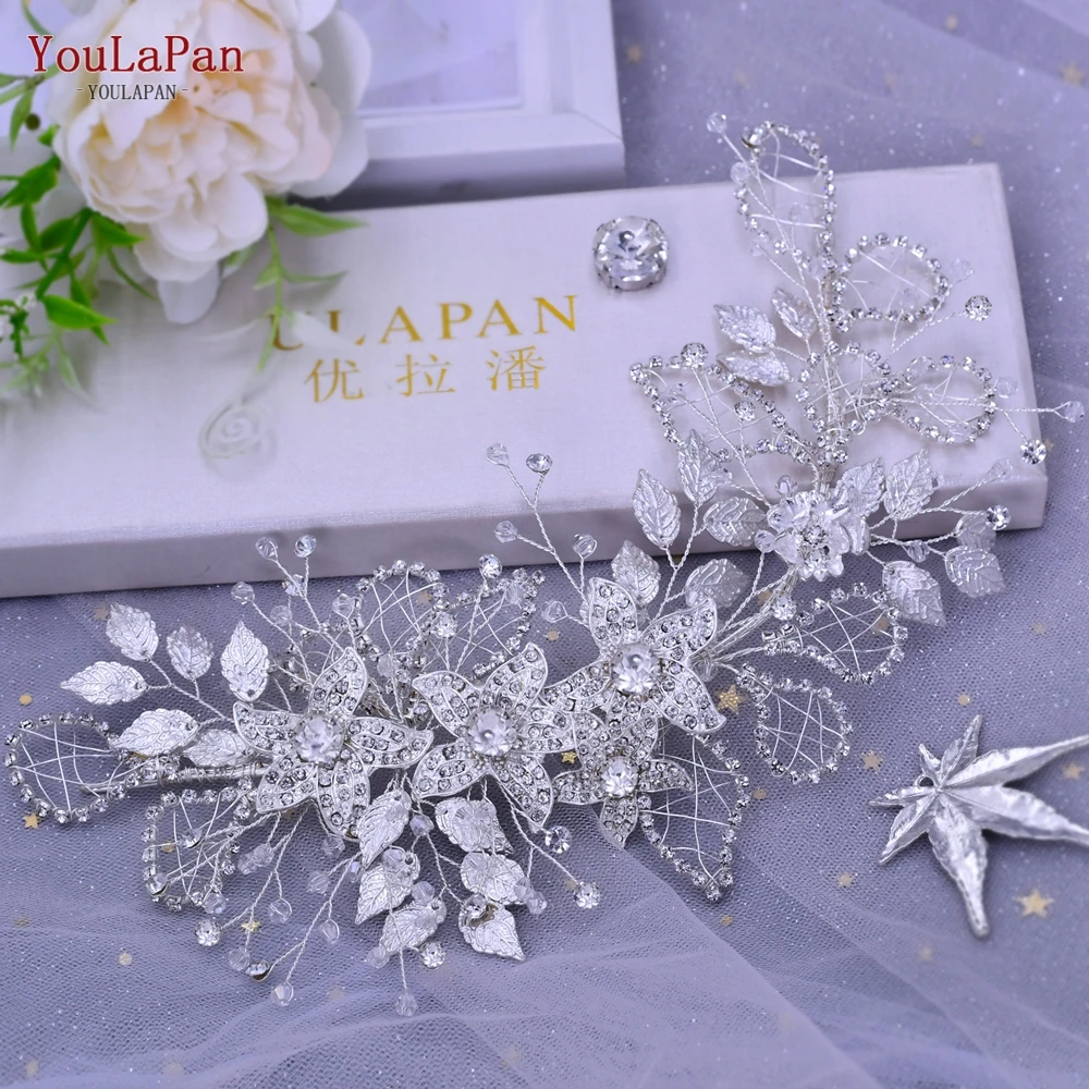 YouLaPan Silver Color Alloy Flower Bride Bling Alloy Leaf Wedding Dress Sash  Accessories Handmade Bridesmaid Crystal Belt SH282