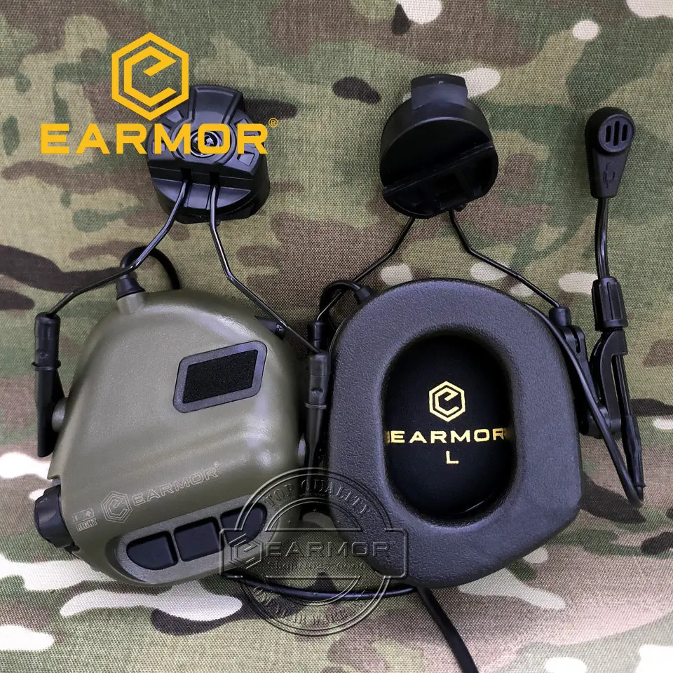 EARMOR M32H MOD4 Tactical Headset New ARC Rail Adapter Noise Canceling Aviation Communication Headphone for Fast Helmet Rail