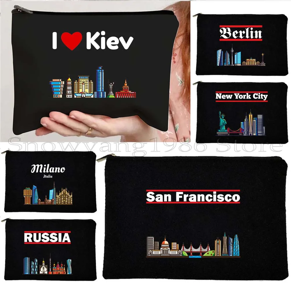 

Берлин Будапедан Сидней Австралия Киев Милан Россия Сан-Франциско Киев Нью-Йорк Косметичка для макияжа Помада Сумка Пенал