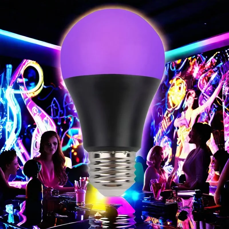 

Halloween UV Blacklight Purple 10W E26 UVA Level 395nm Wavelength Glow in The Dark LED UV Black Light Bulbs for Body Art Paint