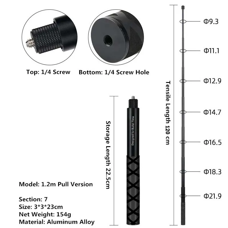 Unsichtbare Extended Edition Selfie Stick Skalierbare Einbeinstativ für Insta360 X2 X3 X4 Zubehör Für GoPro 12 11 10 9 8 Stick Stativ – Detail 8