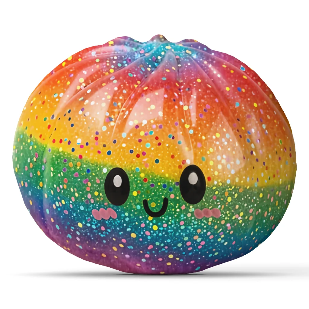 Rainbow Glitter Dumpling Plush Pillow Cute Kawaii Stuffed Cushion Irregular Throw Pillow Sofa Accent Home Decor Birthday Gift