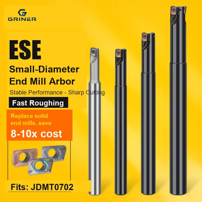 GRINER ESE CNC Milling Tool Holder Small Diameter End Mill Holder 90° Right Angle Milling Shank for JDMT070204 Inserts