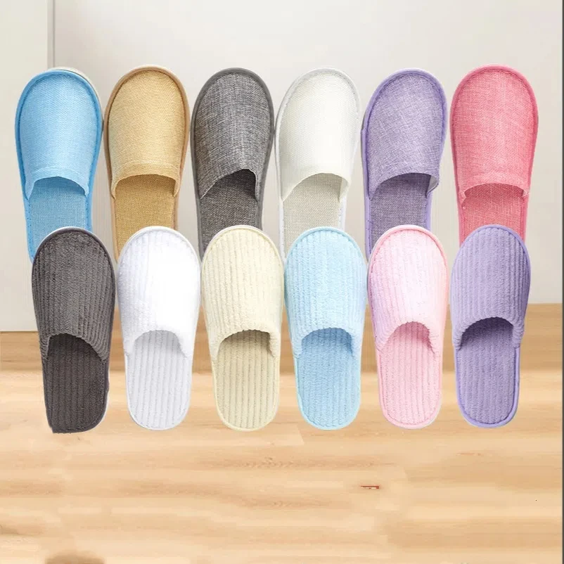 

5Pairs/Lot Men Women Disposable Hotel Guest Slippers Cotton Slides Home Travel SPA Slipper Hospitality Cheap Indoor Slip-on
