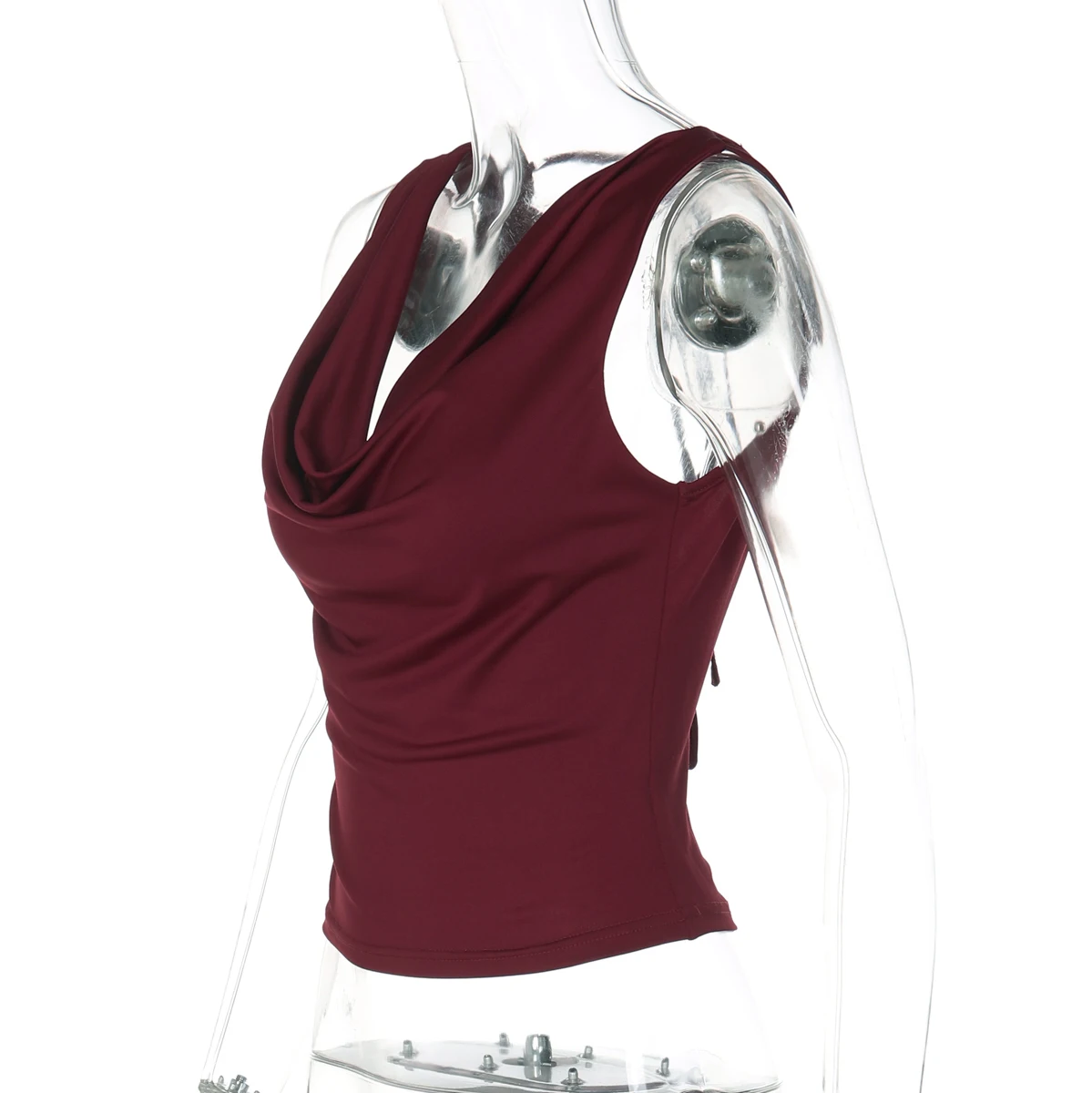Hugcitar Swing-Kragen Einfarbiges Slip-Kleid Rückenfreies Schnür-Top Sexy Schlankes Crop-Top Frühling Sommer Damen Neue Mode Outfit Urlaub Club – Detail 3