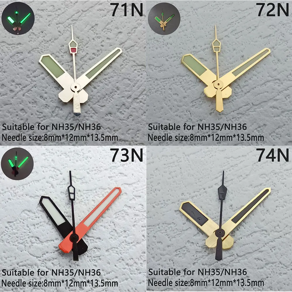 suitable for NH35 NH36 movement pointer watch hour minute second needle green blue lumen pointer NH35 NH36 hand watch parts