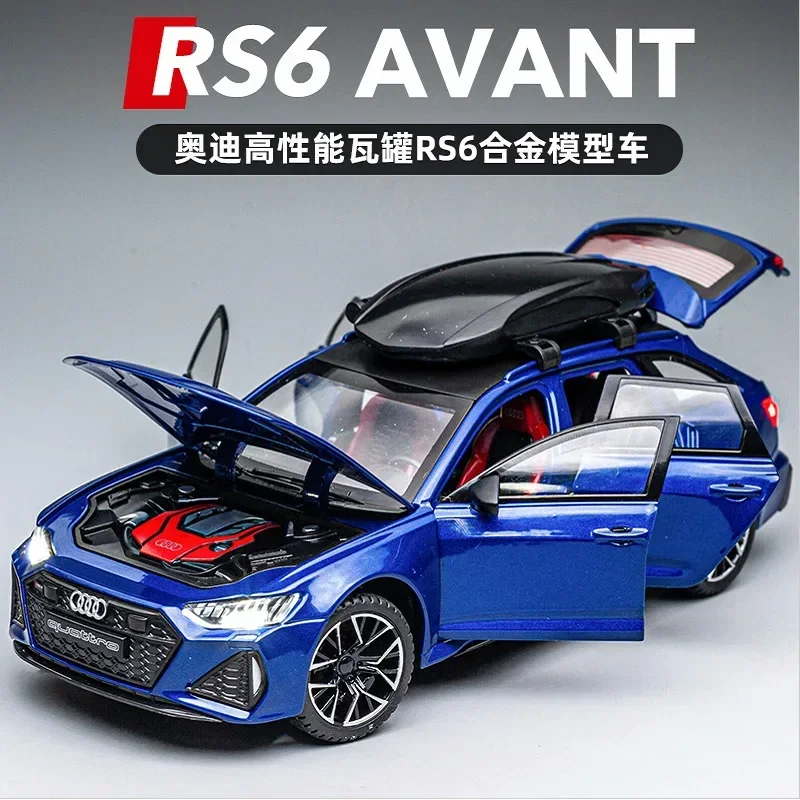 1:24 Audi RS6 Avant Station Wagon Alloy Car Model Diecast Metal Toy Car Model Simulation Sound and Light Kids Toys Gift C160