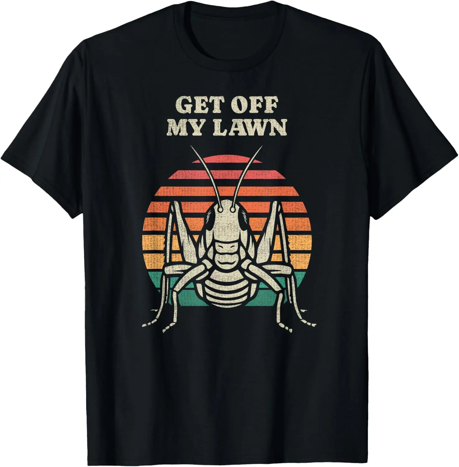Funny Get Off My Lawn Grasshopper Lover Gardening Retro 70S T-Shirt 100% Cotton Trendy Y2K Short-Sleeve Tee-Soft, Quick-Drying,