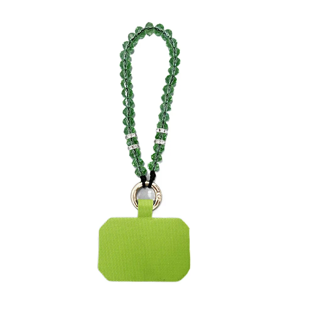 Crystal Diamond Colored Bead Phone Lanyard with Clip