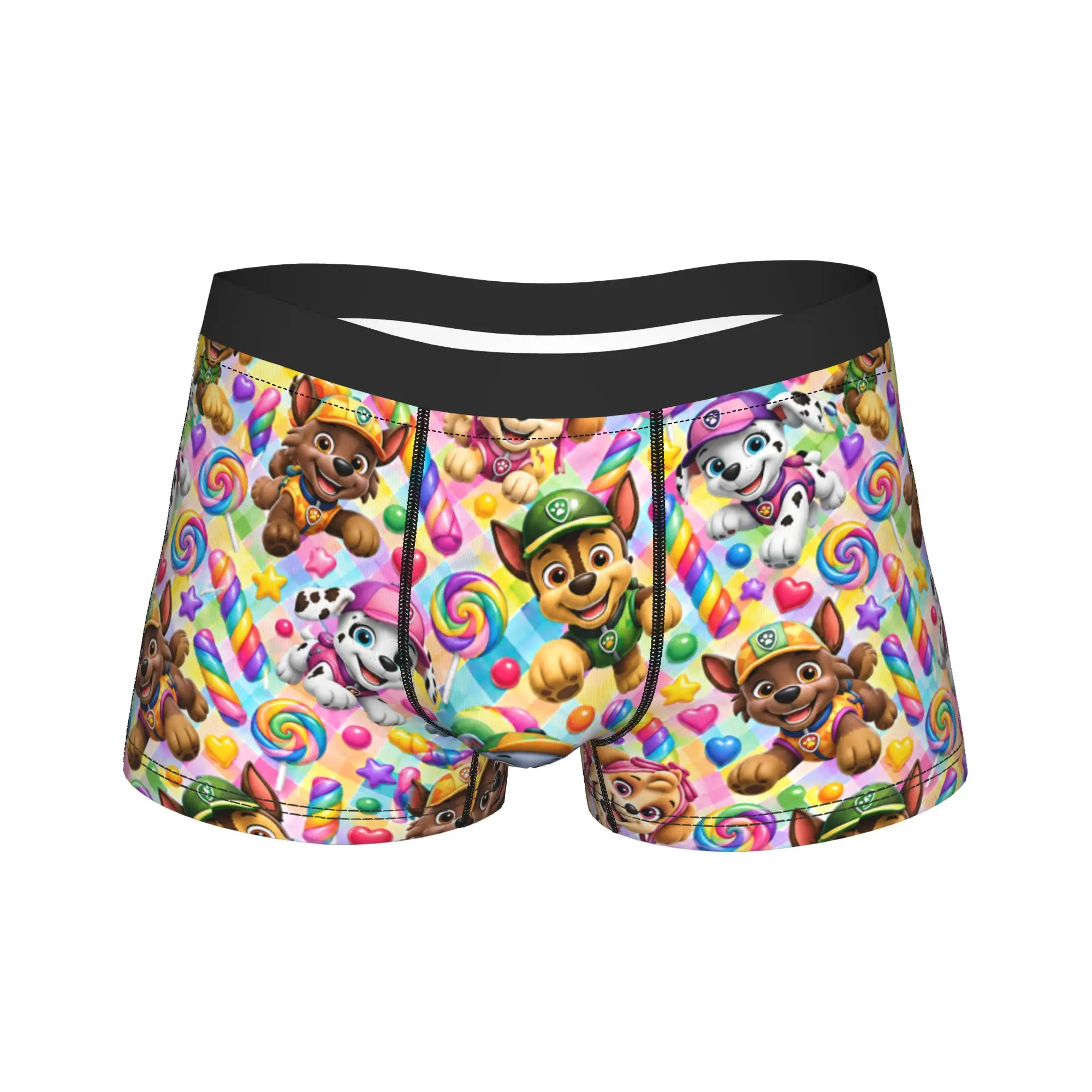 Paw Dogs Lollipop Candy Puppy Art Underwear  Males Boxer Brief Elastic Trunk Quality Customs Plus Size Panties