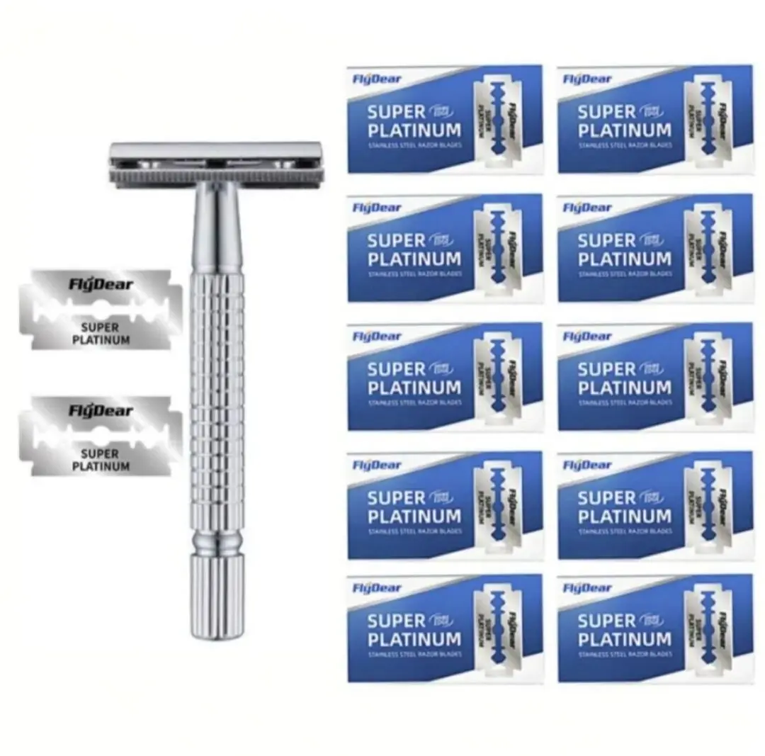 

Stainless steel double-sided Shaver, Retro Beard Blade, Stainless Steel sharp Blade replaceable, Manual Shaving Razor oneblade