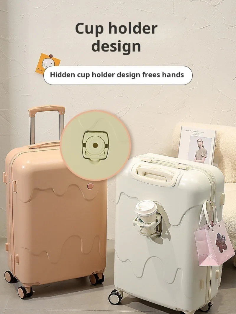 Maleta con ruedas para estudiantes, bonita maleta, caja combinada, maleta con ruedas universal, cubierta con ruedas para helado
