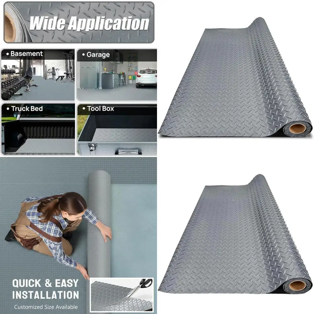 

Толстый ПВХ-коврик для пола гаража, сверхпрочный водонепроницаемый противоскользящий защитный коврик для автомобилей, прицепов, внедорожников, подвалов, спортзалов (серый) - 1 фут x 48 футов