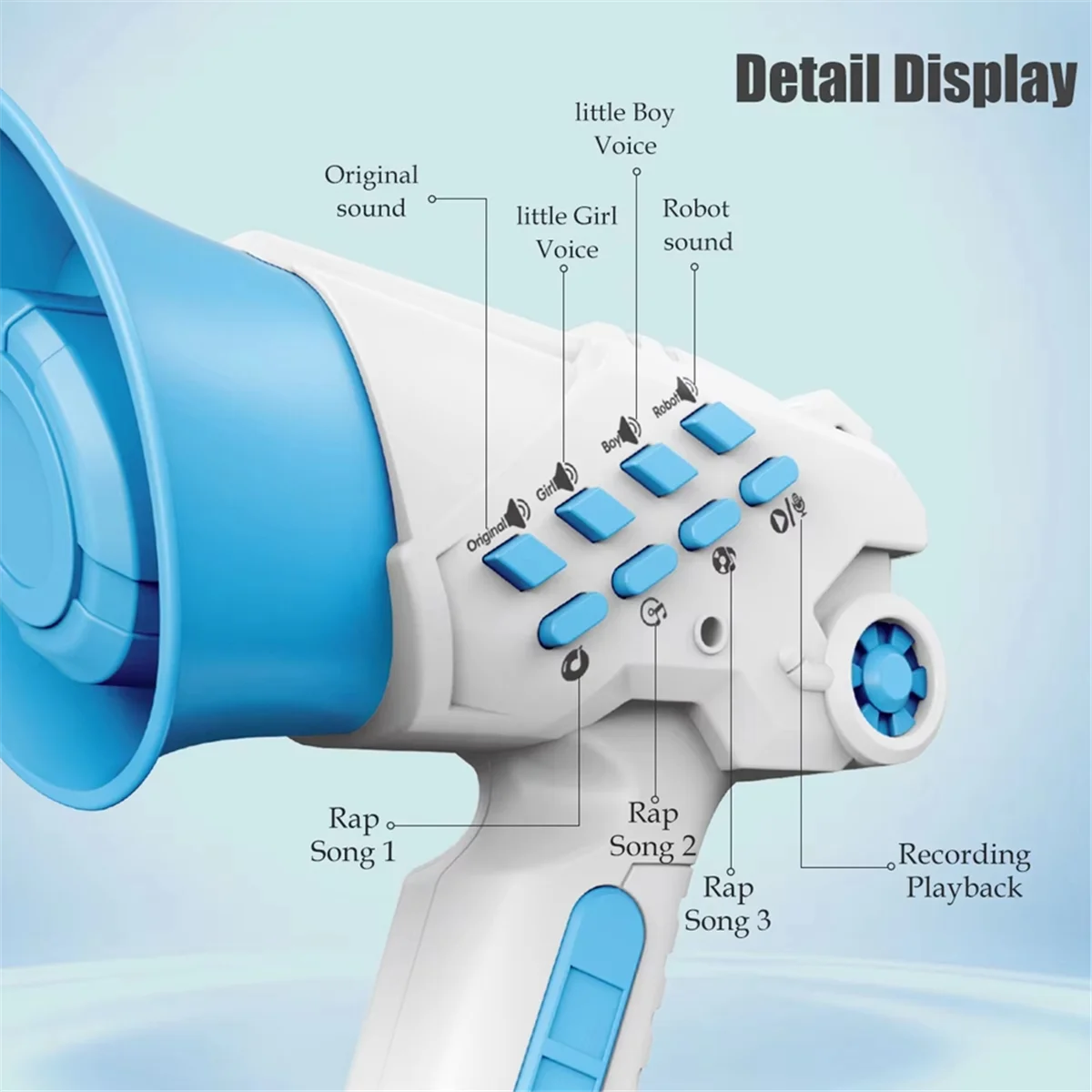 A14M Portable Speaker Siren Bullhorn Toys, Multi Voice Changer Prank Handheld Loudspeaker Blue