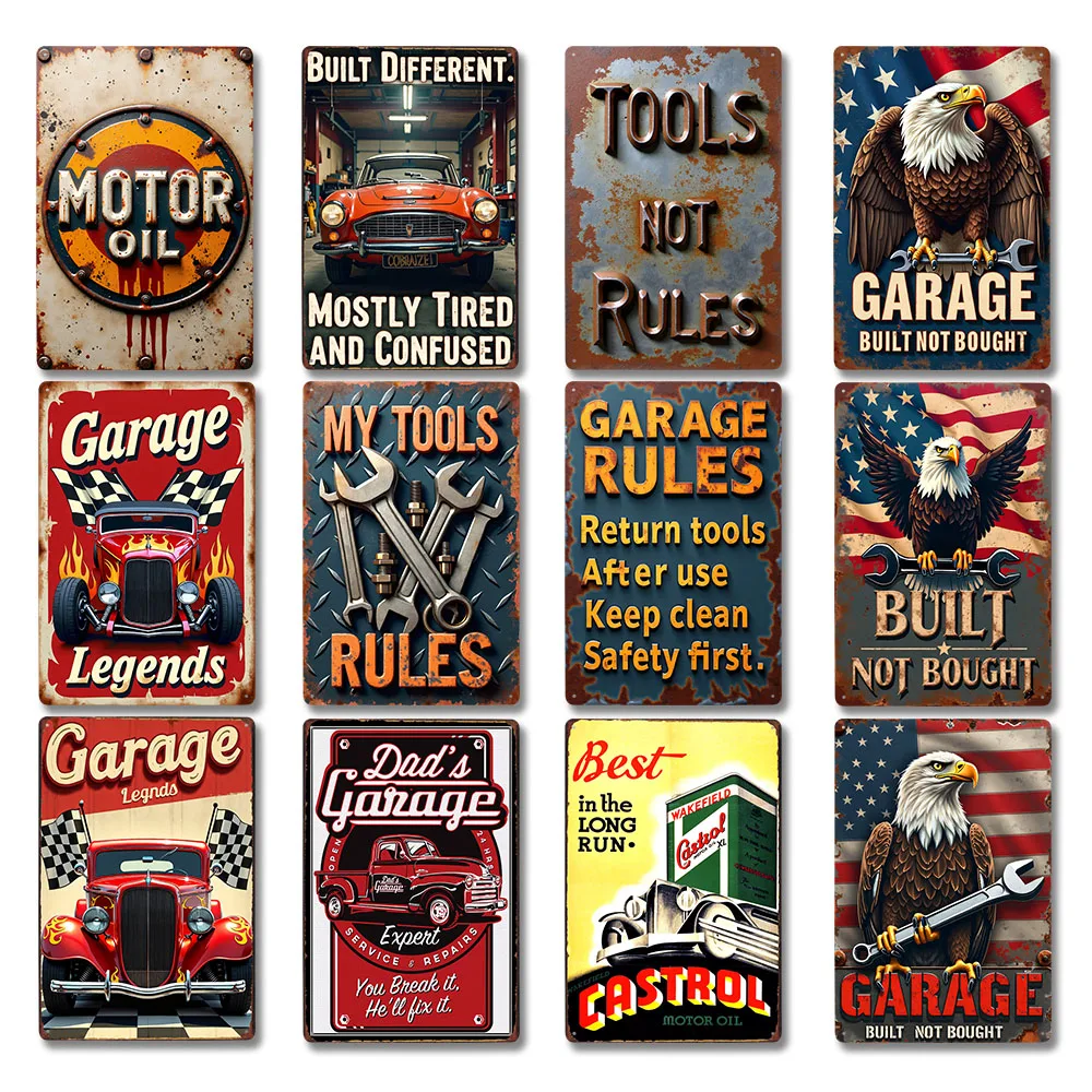 

Vintage Garage Decorations Metal Sign Retro Wall Art for Living Room Garage Mancave Decor Gift Idea