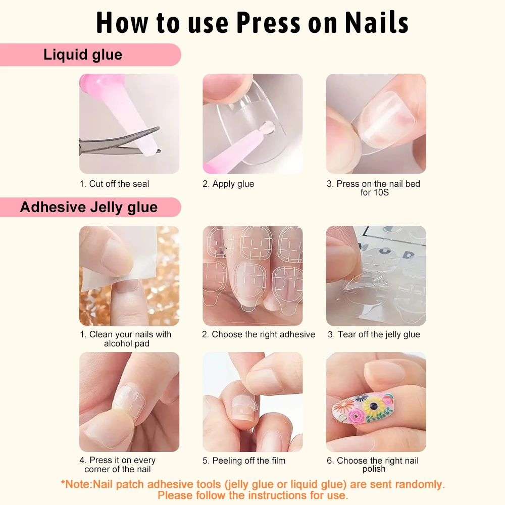 24 Pièces Ongles Pressés Longs Ballerine 3D Design Noeud Fleuri Faux Ongles Acrylique Couverture Complète Conseils Ongles Français pour Femmes et Filles Porter Quotidien et Fête