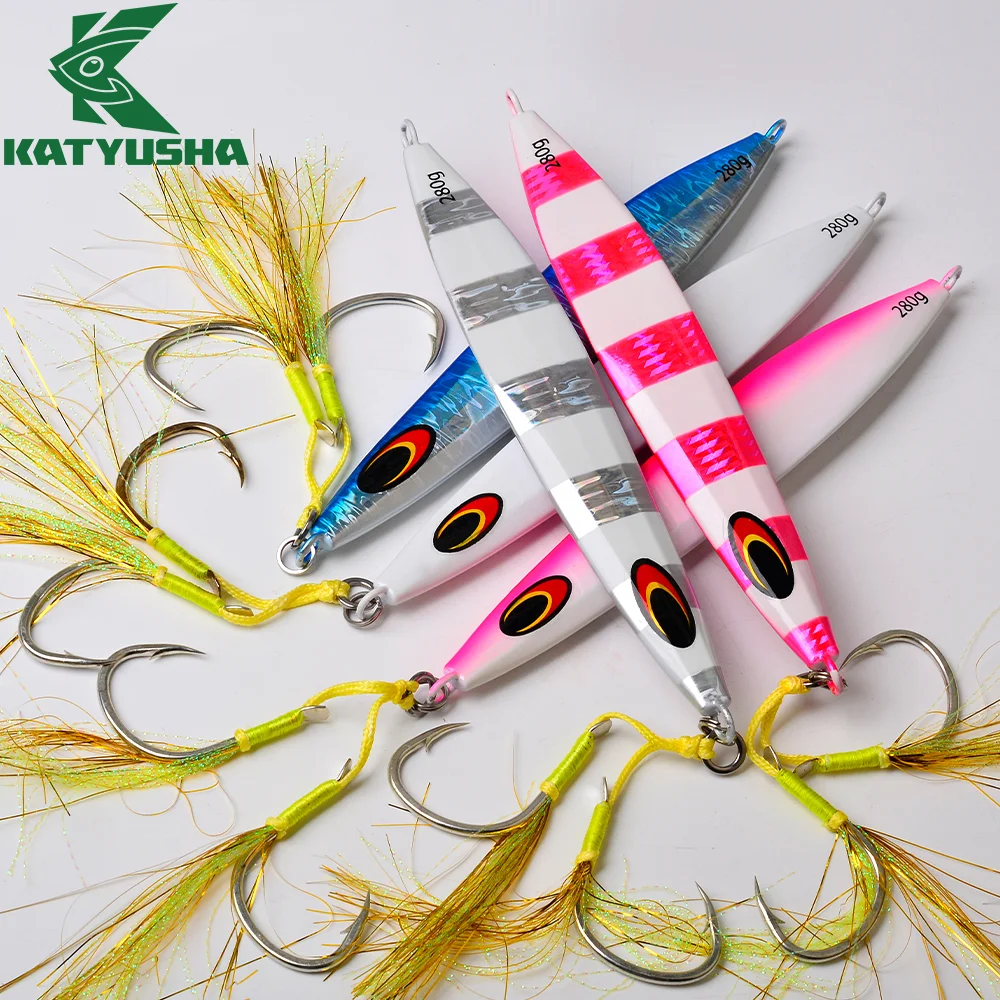 

KATYUSHA Lead Metal Trembling Fishing Bait with Feather Hook Rapid Sinkin Swimming Bait 1PC Tuna Bass Seawater Fishing Lures