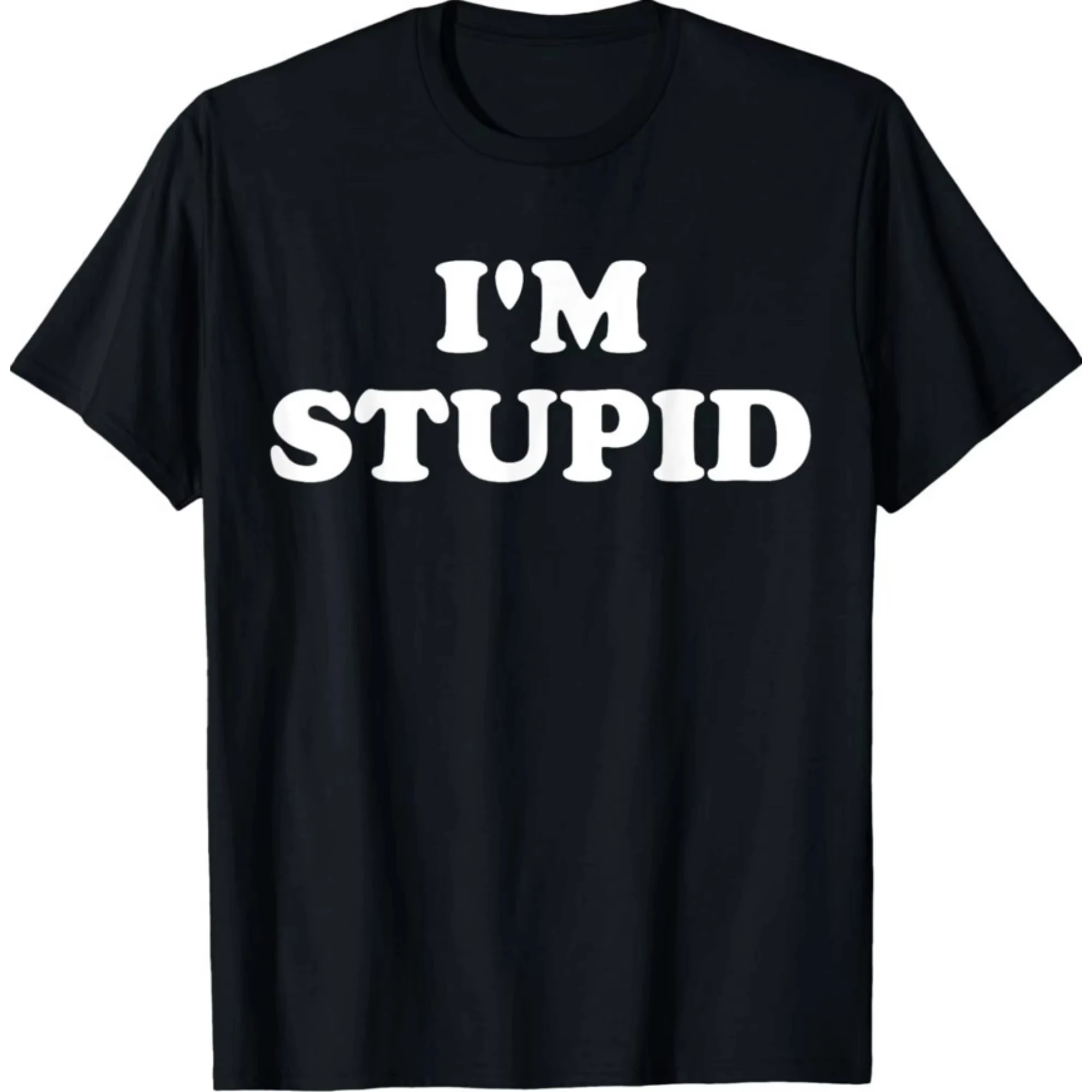 

Мужская футболка с забавным слоганом I Am Stupid с графическим принтом, уличная одежда большого размера, повседневный топ с короткими рукавами