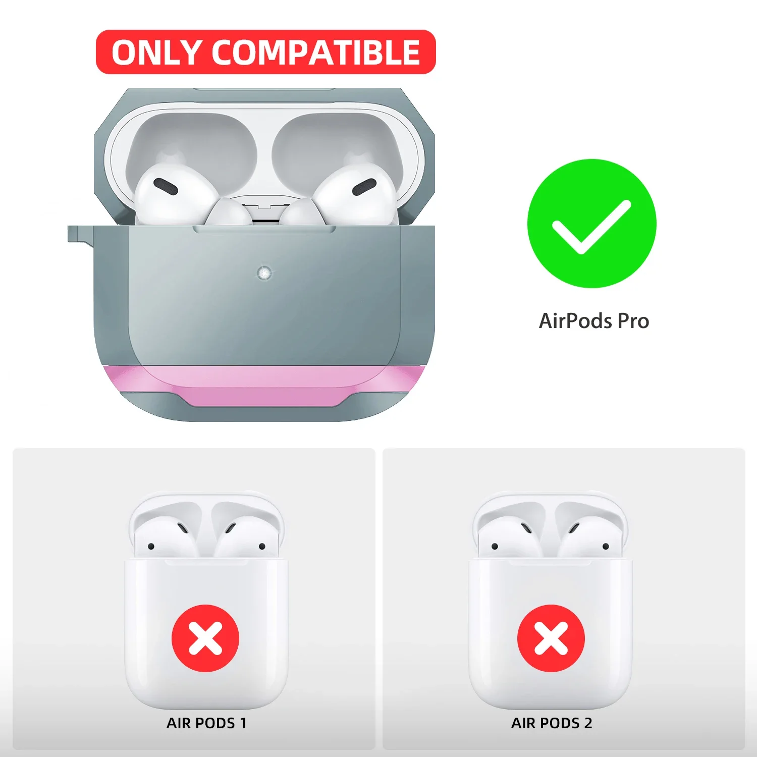 V-MOTA Smart Cover Boxen für Airpods Pro Bluetooth Wireless Kopfhörer, Aluminiumlegierung + weicher TPU-Kleber