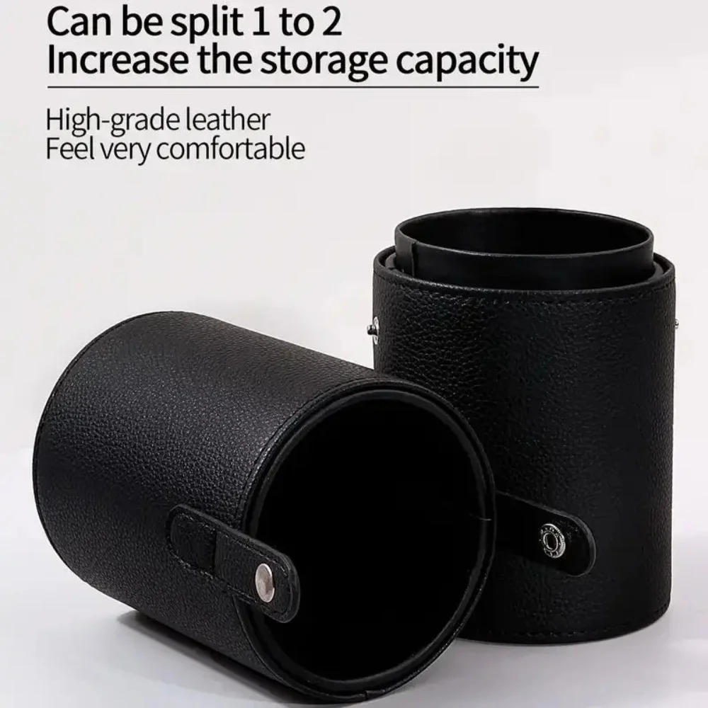 PU Leather Makeup Brush Bucket Portable Travel Cosmetic Bag Multi-Function Dust-Proof Waterproof Makeup Brush Cylinder