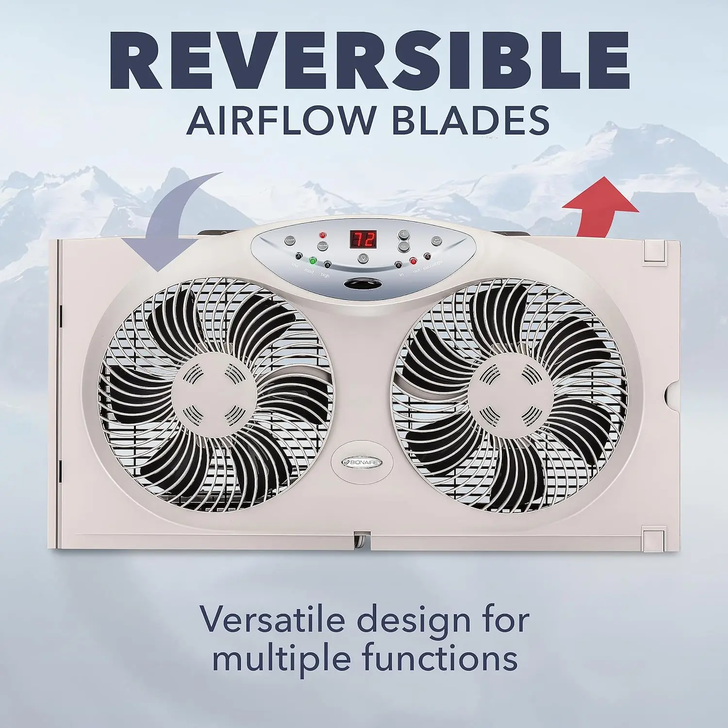 Twin janela ventilador com controle remoto, fluxo de ar reversível, 3 velocidades, 8,5"