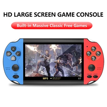 X7 Handheld Game Console with TF Card 4.3 inch HD Screen Retro Game Player Built-in 1000+ Classic Games Kids Gift