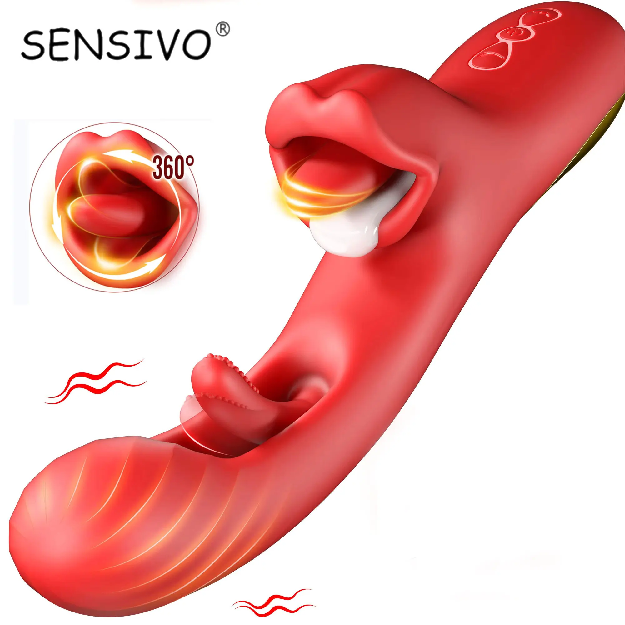 SENSIVO 360 Rotation Tongue-Licking Thrusting Vibrator for Women 3 in 1 Clitoris Stimulator Flapping Dildo Sex Toy for Female 18