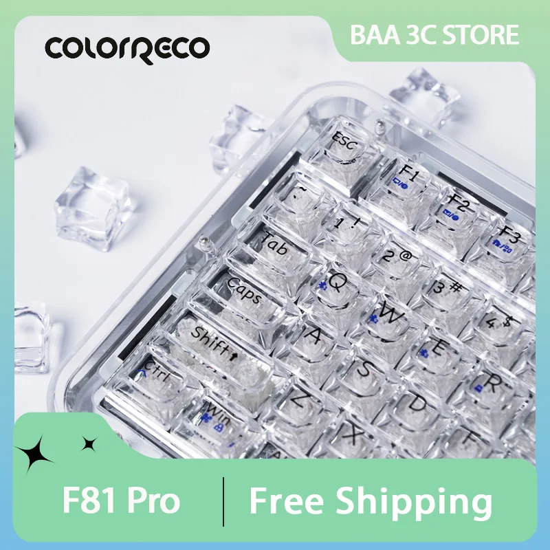 

Механическая клавиатура ColorReco F81 Pro, трехрежимная RGB-клавиатура, горячая замена с экраном, игровая клавиатура на заказ, аксессуары для ПК