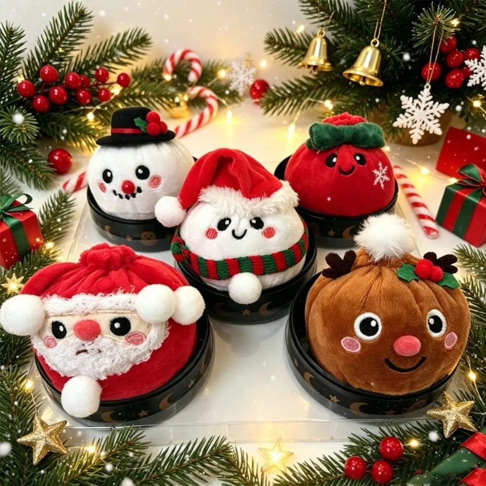 New Christmas Dumpling Squeeze Toys Snowman Santa Claus Doll Sensory Toy with Tray Elk Pinching Gifts
