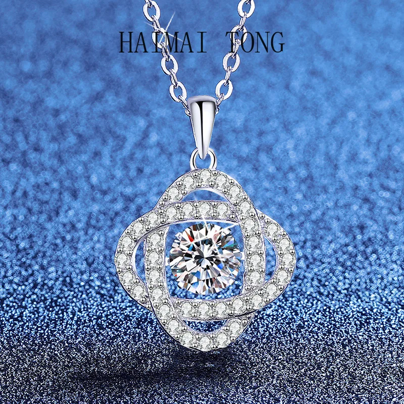 

HAIMAITONG PT950 Platinum Moissanite Necklace Beating Heart Light Luxury Versatile Surrounding Planet Moissanite Necklace Wholes