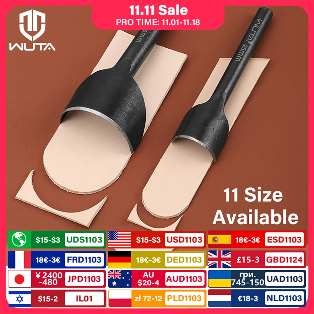 WUTA Basic Series 1Pc Half-Round Punch Arc-Shaped Clear Sharp Punching Leather Craft Tools Cutter for Belt Strap Wallet Bag End