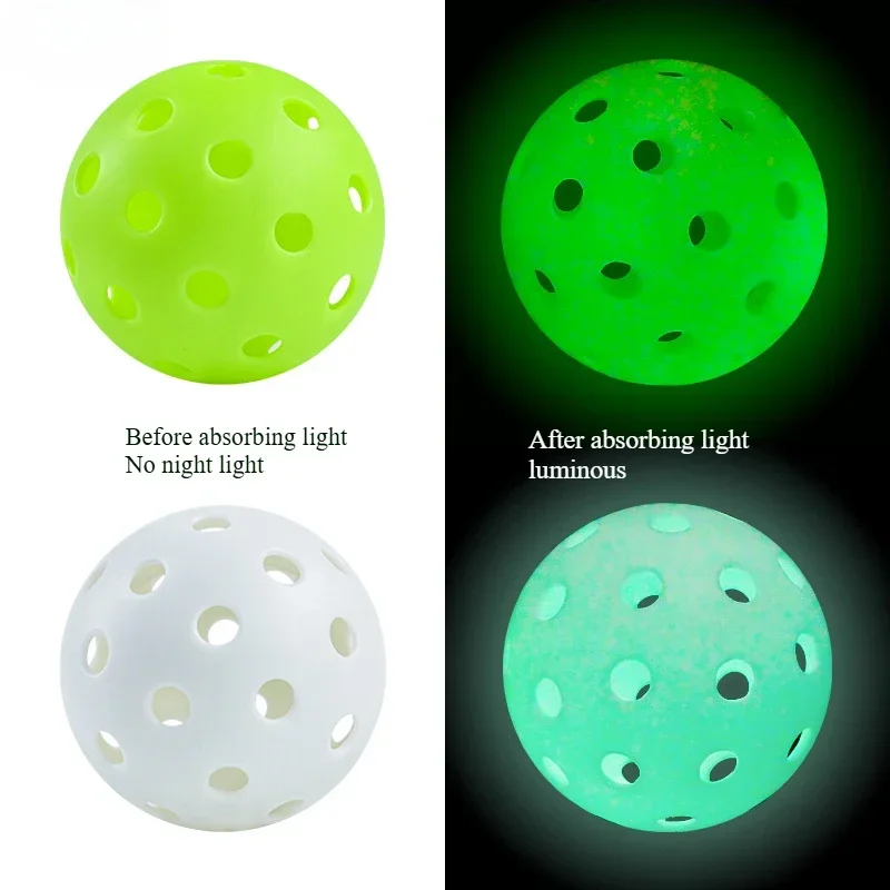 6PC 74MM 40 Holes Luminous Pickleball Durable Multicolor Elastic Tennis Glow In The Dark PE Ball Indoor Outdoor Competition Ball