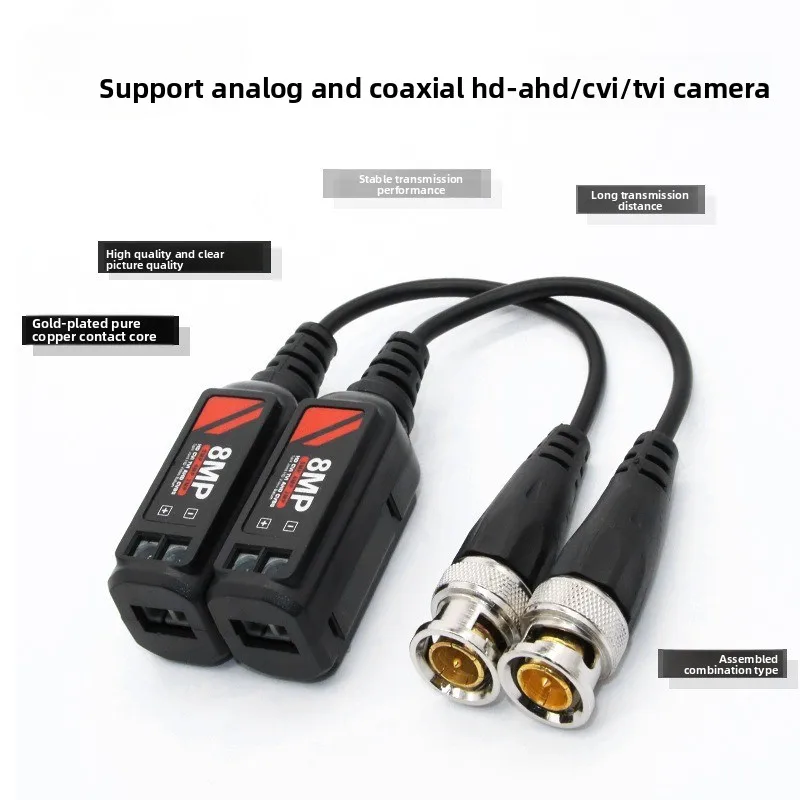 10pairs Twisted BNC CCTV Video Balun Passive Transceivers Support AHD/CVI/TVI 8MP 4K Camera Cat5e/ Cat6 UTP Cable Connectors
