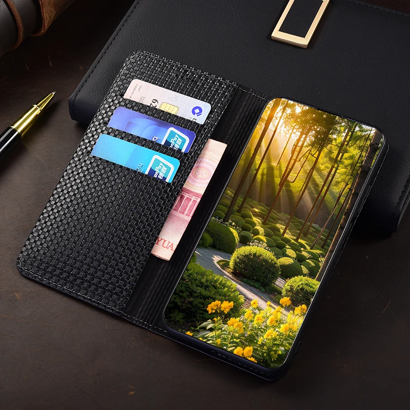 

Genuine Leather Phone Shell For Realme 15 14 14T 14X 13 Pro Plus Lite 4G 5G Wallet Flip Book Cover Case