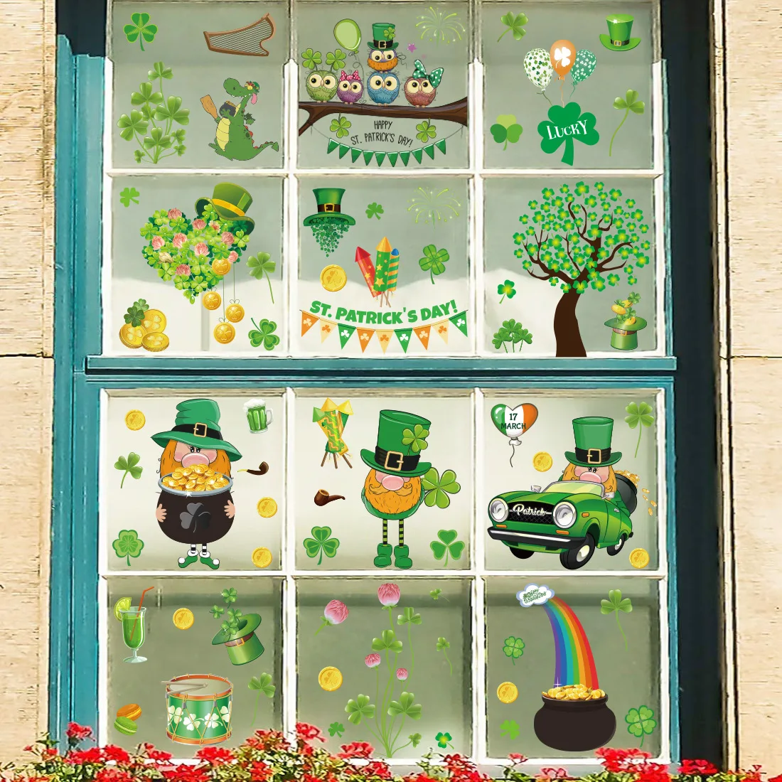 

Cross-border Amazon St. Patrick's Day Irish Festival Static Stickers Window Glass Stickers Refrigerator Stickers