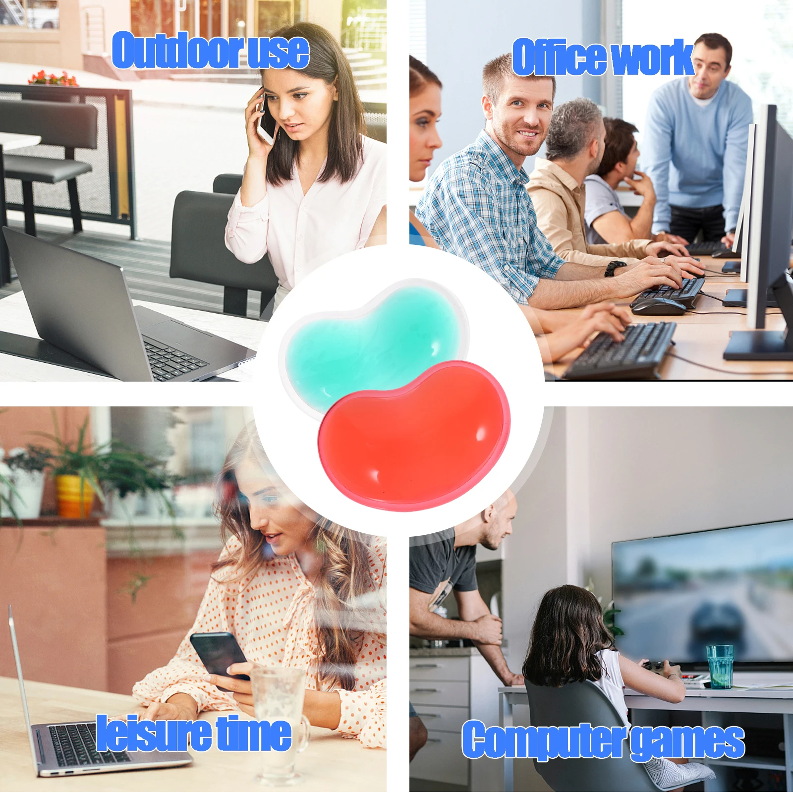 

2pcs Silicone Mouse Pad Wrist Rest Support Cushion Ergonomic Design Prevent Carpal Tunnel Comfortable Premium Material