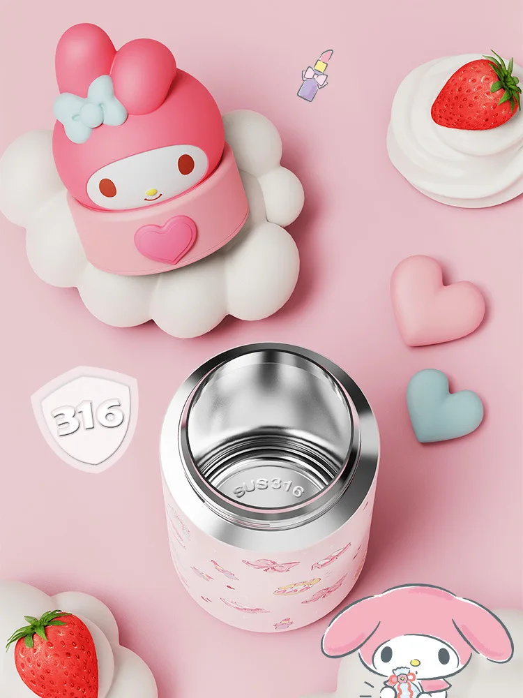 Sanrio Water Cup 350Ml Kawaii Cinnamoroll My Melody Thermos Cups Anime Cartoon Kuromi Juice Cup Insulated Water Bottle Kid Gifts