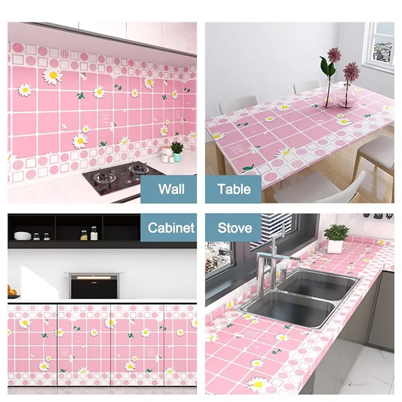 Self Adhesive Wallpapers Contact Paper Kitchen Stove Oil-proof Waterproof Sticker High Temperature Resistant Kitchen Decoration