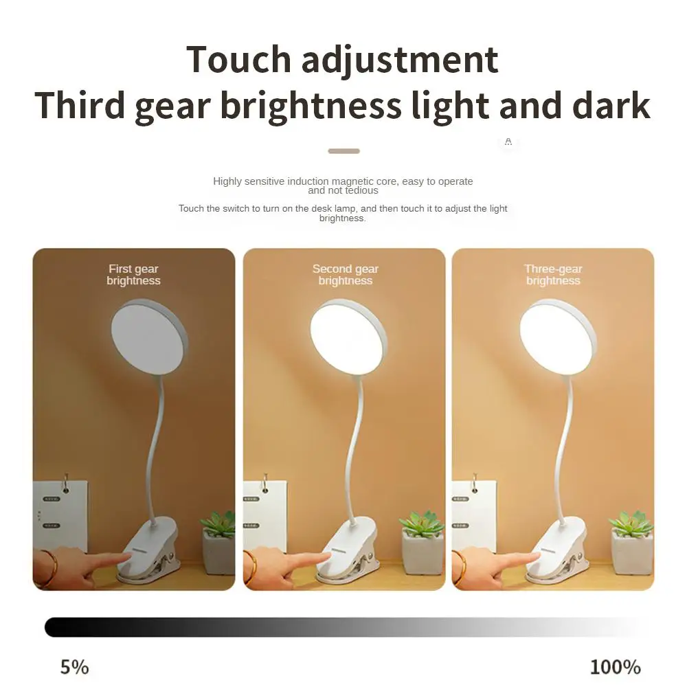 Book Lights Adjustable Clip Desktop Table Read Night Light Usb Rechargeable Table Lamps Eye Protection Night Reading Lamp