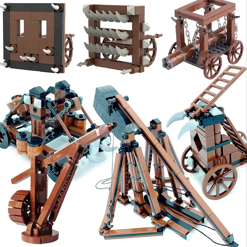 

MOC Battering Ram Building Blocks Kit Medieval Military Castle Siege Vehicle War Scene Weapons Bricks Toys Boys Gift