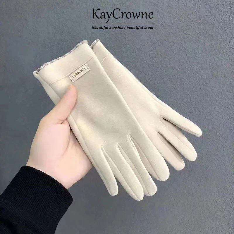 New Fashion Grace Lady Gloves Women Winter Vintage Warm Windproof Touch Screen Driving Fleece Full Finger Glove Mitten Wholesale